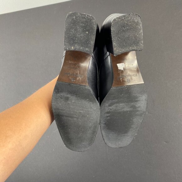 Etienne Aigner Black Buckle Block Heel Y2K Booties Shoes 6M - Picture 6 of 8